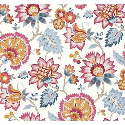 NextWall Jacobean Blossom Floral Peel and Stick Wallpaper