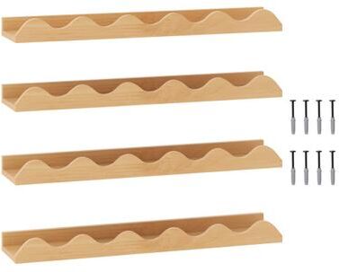 Costway 24 Inch Kids Bookshelf Set of 4 Wall-Mounted Picture Ledge Shelf-Natural