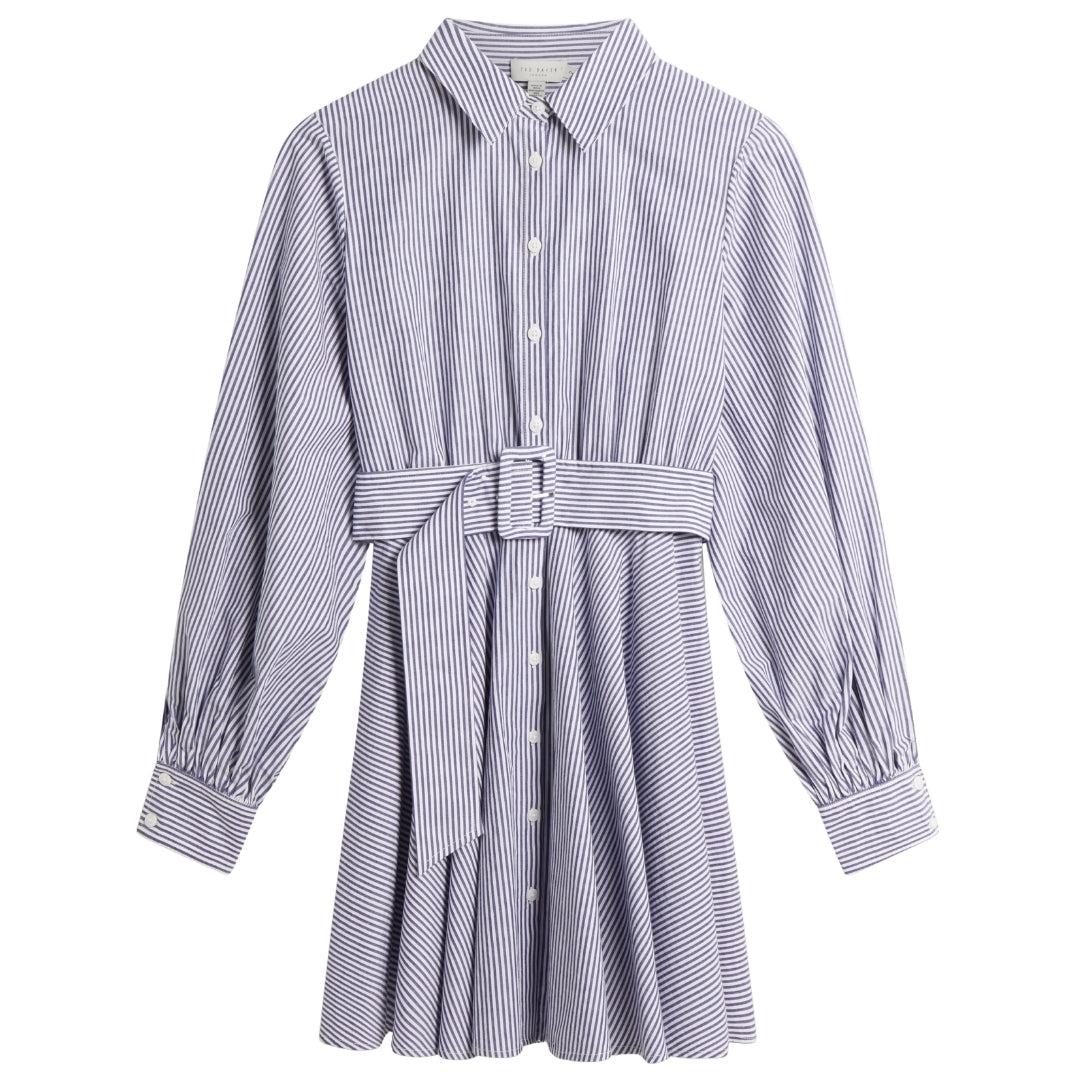 Ted Baker Ibarra Baumwollhemd Marineblaues Minikleid