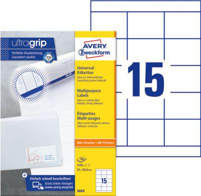 Avery Zweckform Universal-Etiketten 3669, ultragrip, 1500 Stück