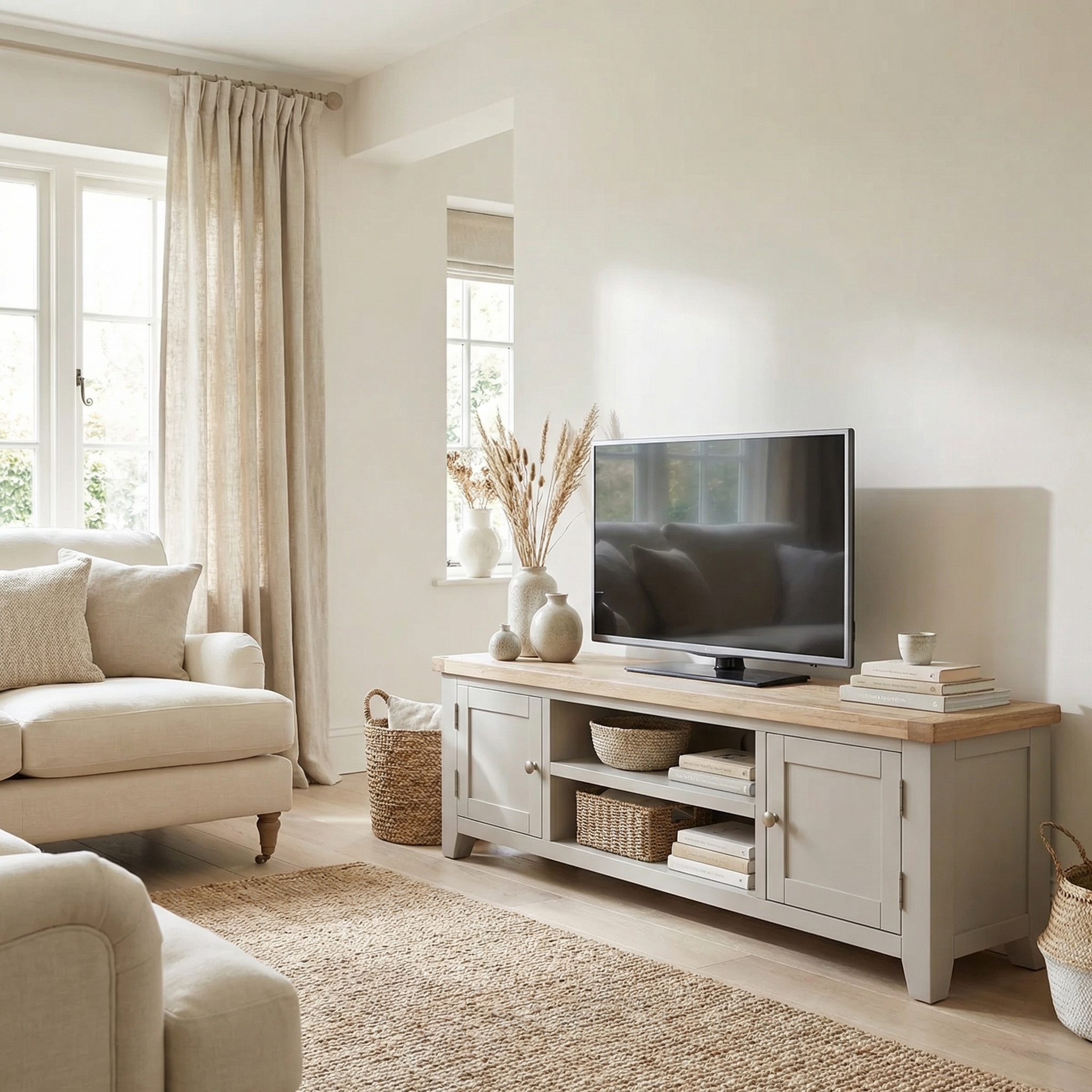 Burford Large 180cm TV Unit in Pebble Grey