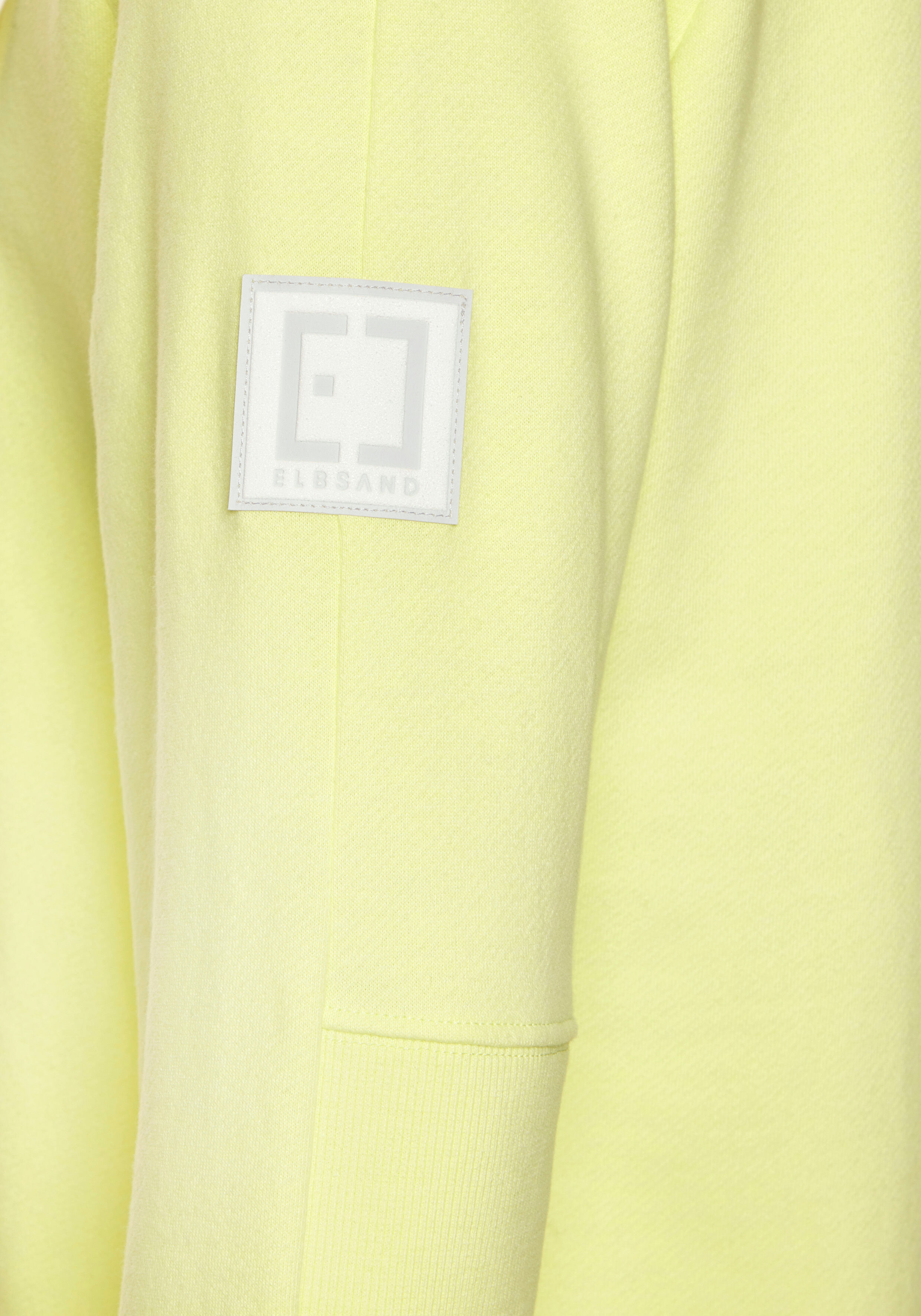 Kapuzensweatjacke ELBSAND "Kelina", Damen, Gr. S (36), gelb (limone), angeraute Sweatware, Obermaterial: 67% Baumwolle, 33% Polyester, unifarben, figurumspielend hüftlang, Raglanärmel,mit Ärmeleinsatz Rippbündchen, Sweatjacken Kapuzensweatjacke, mit Logos