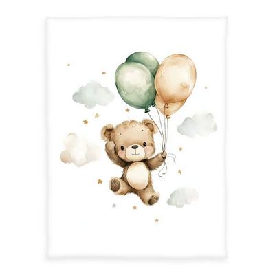 Klaus Hering 1440227014 - babybest® Microfaserflausch-Decke, Ballon Teddy, 75x100 cm