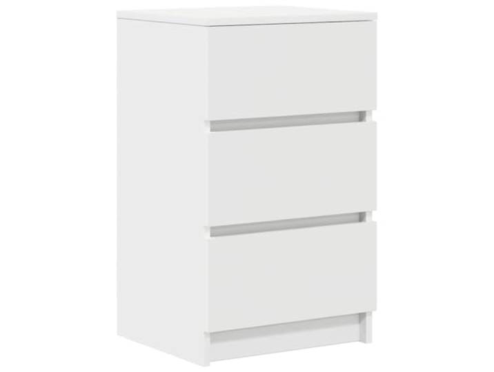 KDVXBCQJH Nachttisch Weiß 39x35x65 cm Nachtschrank mit 3 Schubladen Kompakte Nachtkonsole aus Holzwerkstoff in Weiß für Schlafzimmer und Gästezimmer, bietet viel Stauraum auf kleinem Raum.