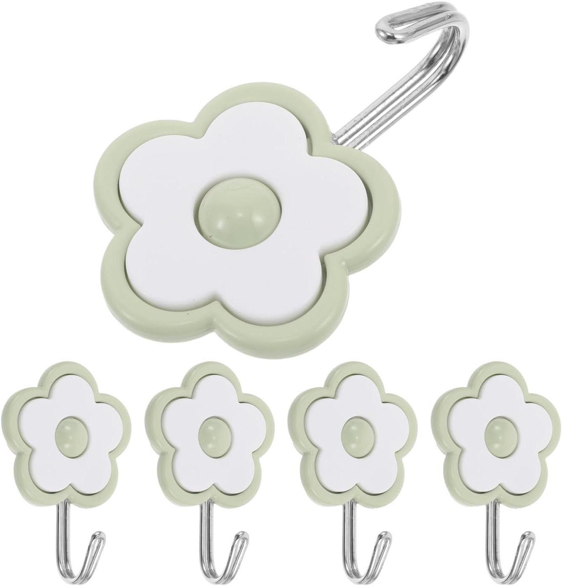 Set van 5 decoratieve bloemvormige wandhaken voor handdoeken en jassen, multicolor