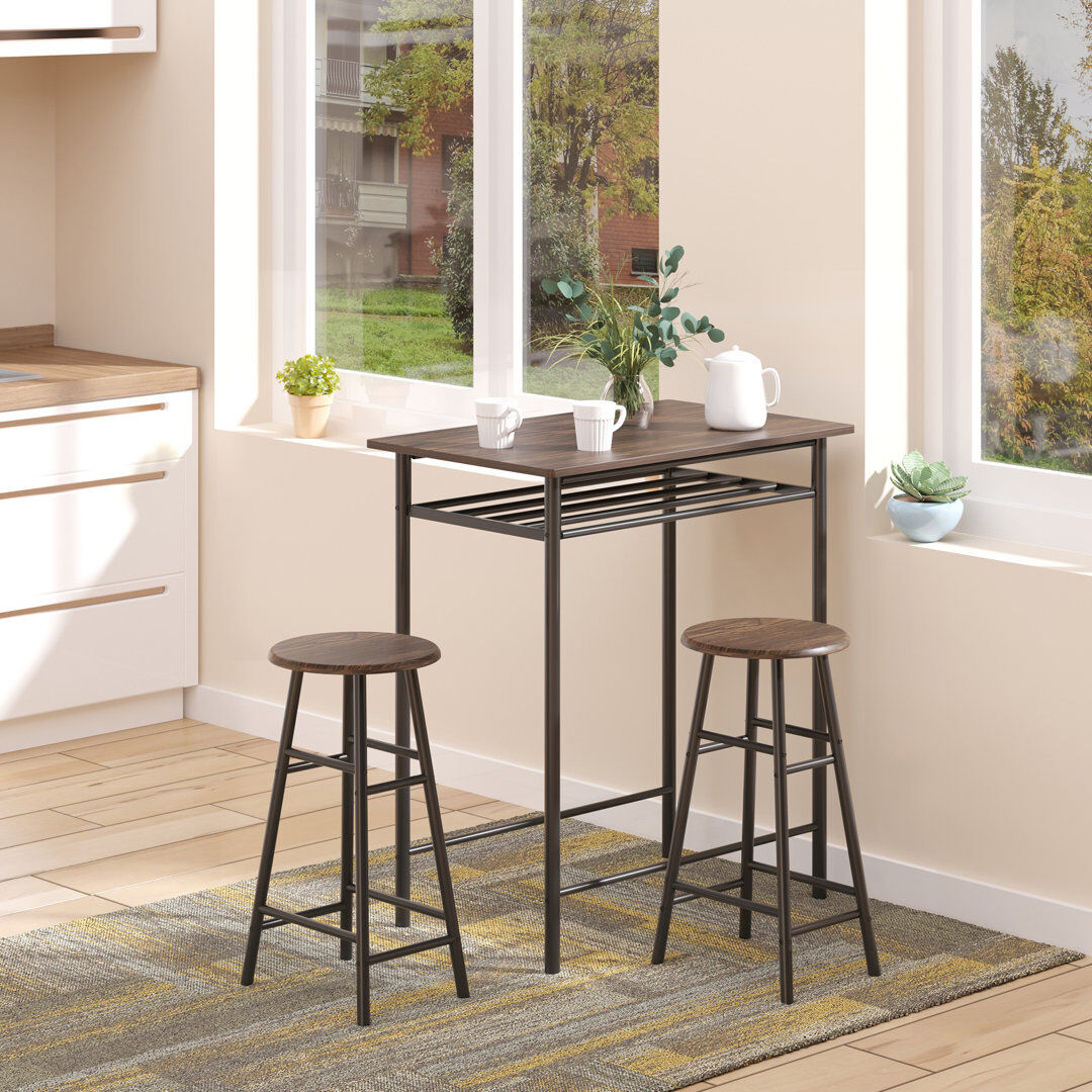 Brambly Cottage Myrtlewood 2 - Person Dining Set Brown/Black 2