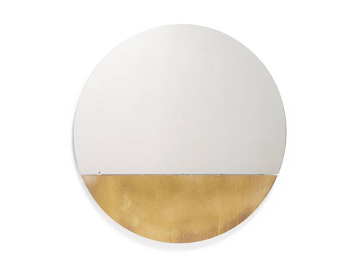 MOGG miroir mural ronde BRAME avec étagère (OxydOttanio - Verre et Palissandre de Santos)