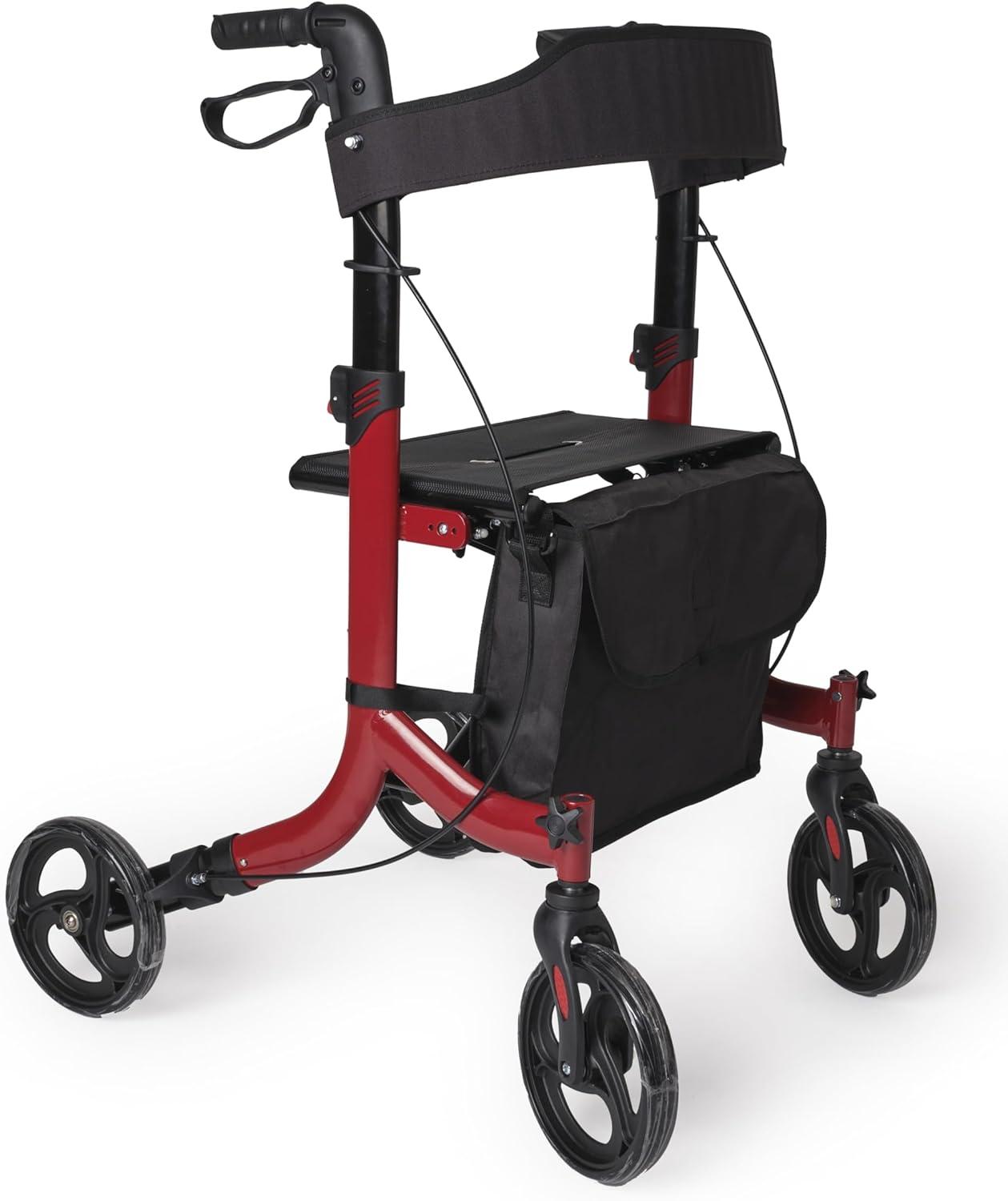 Vitalk Pro SC5023B, faltbarer Rollator, leichter Aluminium-Gehstock für Senioren, mit Bremsen, Sitzfläche, Korb und 4 Rädern