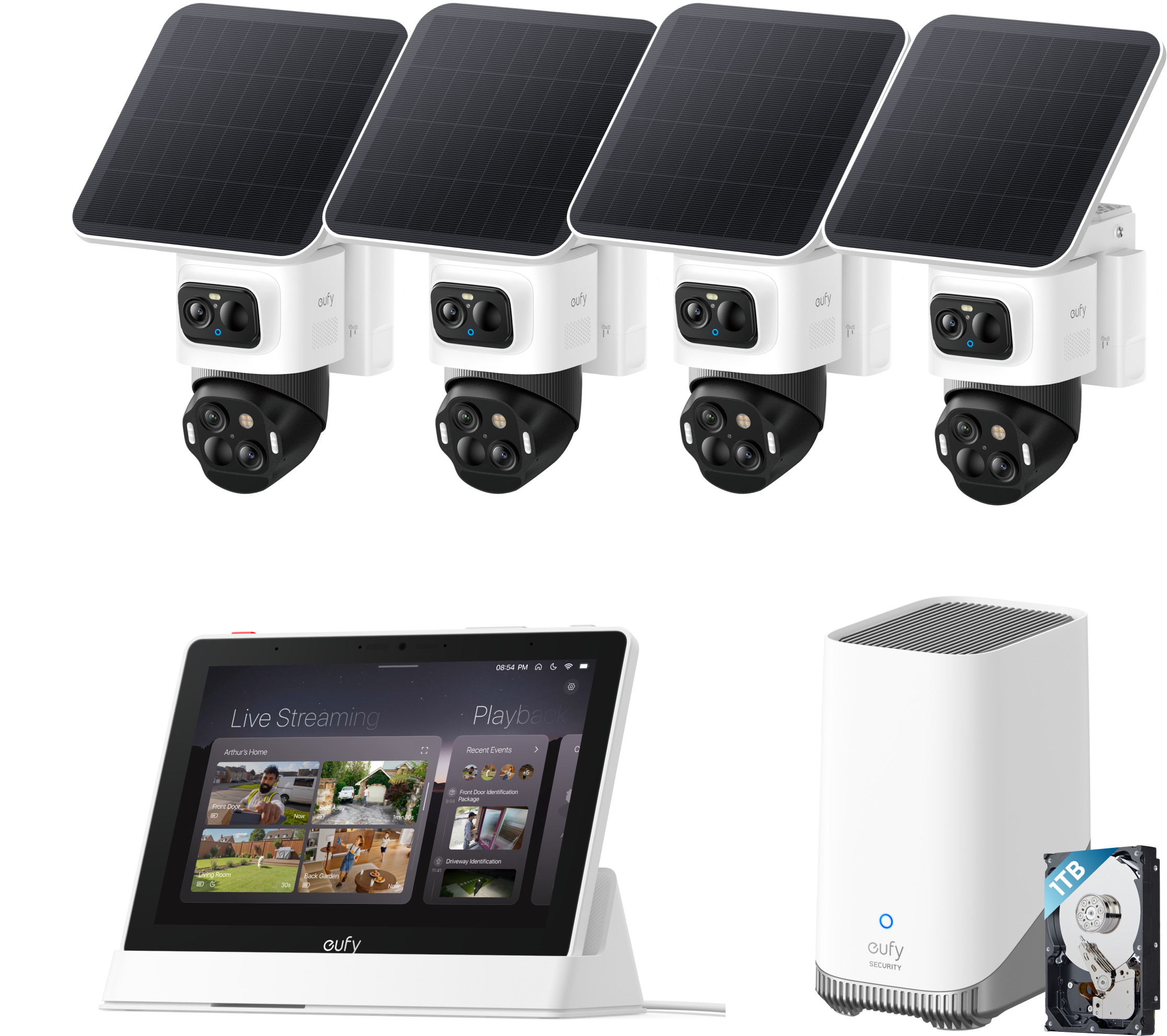 eufyCam S4 (4 pack) + Homebase 3 + Display + 1 TB Hard Drive