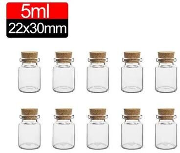 Uplift Treasures Mini Glass Vials With Cork Stoppers Set 5ml 10pcs
