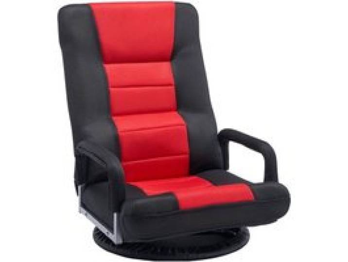 VEVOR drehbarer Boden Gamingstuhl mit Armlehnen (360° drehbar) Bodensofa mit 6 einstellbaren Positionen & Rückenlehne & Lendenwirbelstütze, Video-Liegesofa zum Fernsehen und Lesen, Rot/Schwarz