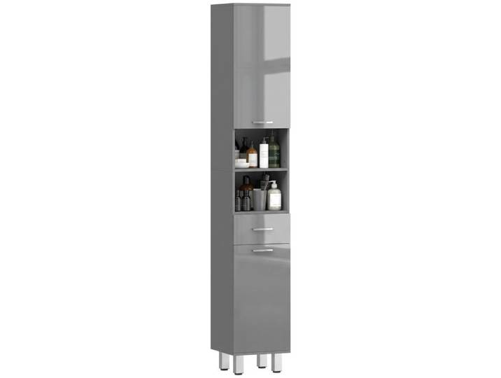 CollaHausse Meuble de Bain Gris avec Étagères et Tiroir Réglables