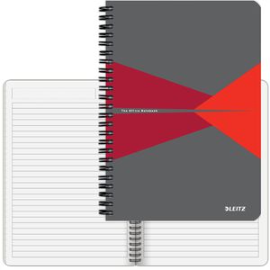 Leitz Collegeblock Office rot, 4459-10-25, A5, Rand rundum 80 g/m² 90 Blatt mit Kopfzeile liniert