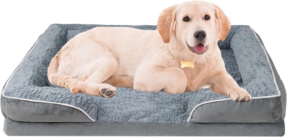 Merkloos Hondenbed van Geheugenfoam voor XL Honden met Wasbare Hoes en Antislip Onderkant, 107 x 76 cm