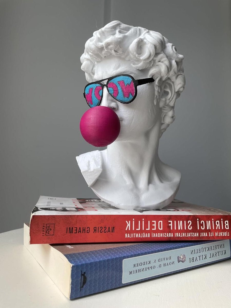 David Bust Kunstsculptuur Pop Art Stijl Wit - 25 cm