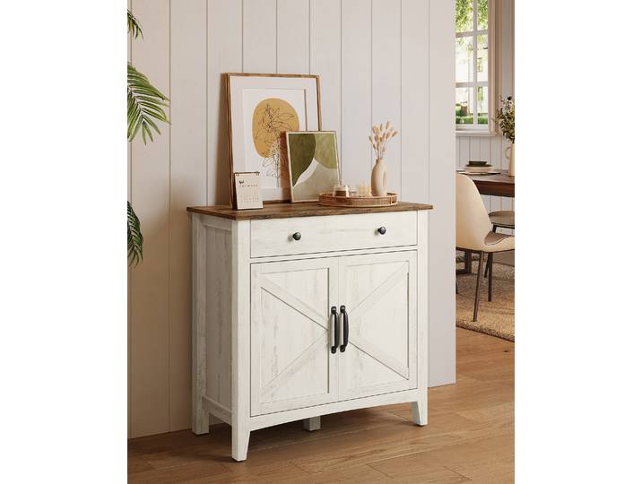 Kommode Semoum 80 x 80 x 40cm Braun/Weiß