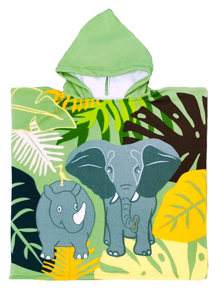 Le Comptoir de la Plage Badeponcho ''Elephant'' in Grün - (L)60 x (B)60 cm - onesize