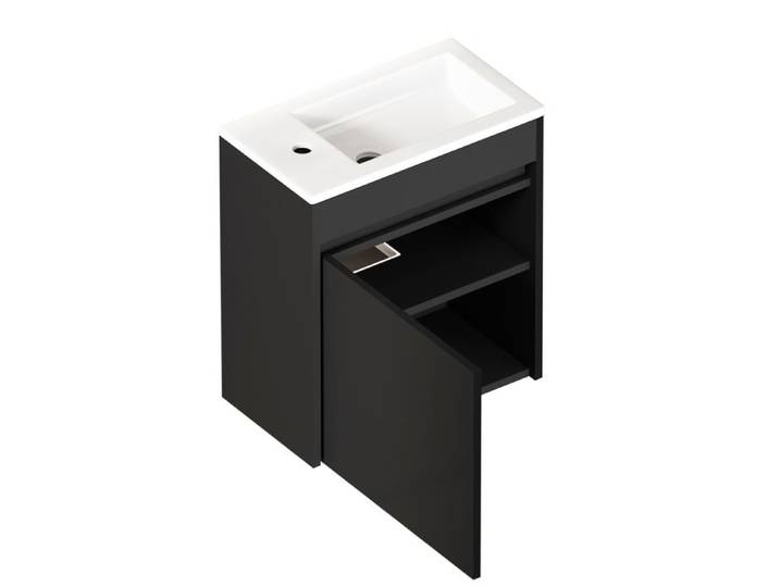 Meuble de Salle de Bain avec Vasque - 46x26x52 cm - 2 Etagères - Noir