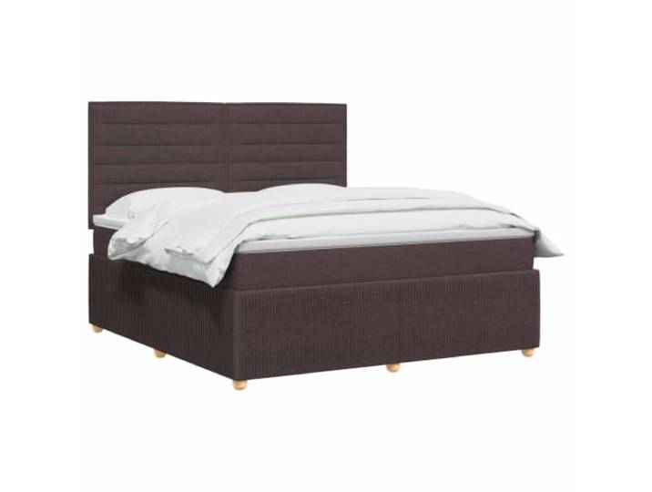 vidaXL LED Boxspringbett mit Matratze Dunkelbraun 140 x 190 cm Stoff LED-Beleuchtung für modernen Charme, Verstellhöhe des Kopfteil, Taschenfederkernmatratze für Anpassung