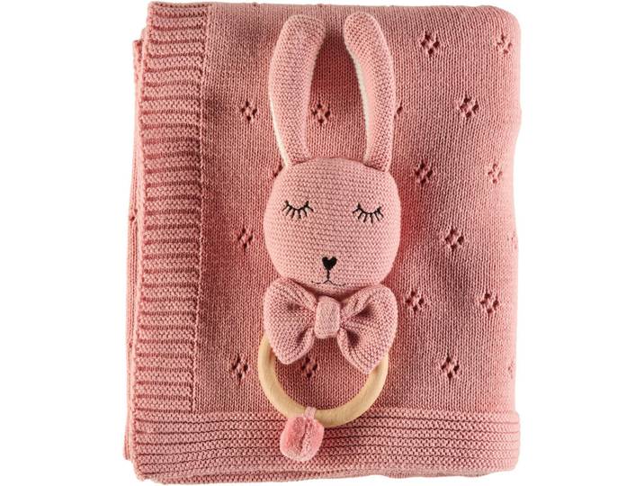 Avelia Schmusedecke, Rosa, Holz, Textil, Buche, vollmassiv, Hase, 80x100 cm, Oeko-Tex® Made IN Green, Gots, pflegeleicht, Schlafen, Kuscheln & Schlafen, Schmusedecken