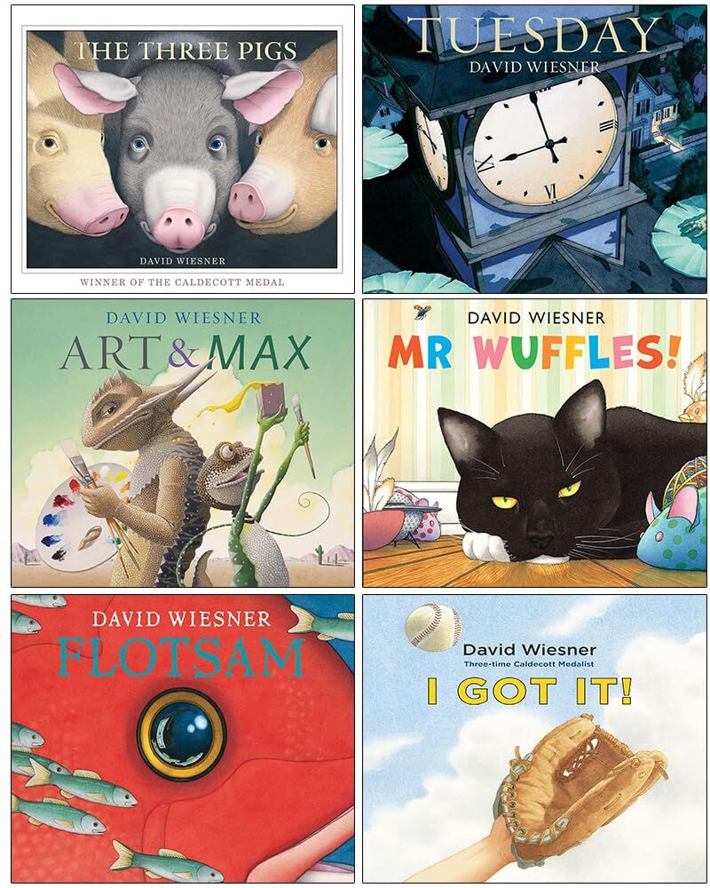Andersen Press David Wiesner Collection 6 Books Set (The Three Pigs, Tuesday, Art and Max, Mr Wuffles, Flotsam & I Got It!)