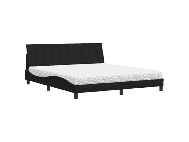 PUGYNBK Bett mit Matratze Hanko, 180 x 200 cm, Schwarz Lattenrost inklusive, gepolstertes Kopfteil, weiches Polyester, stabil