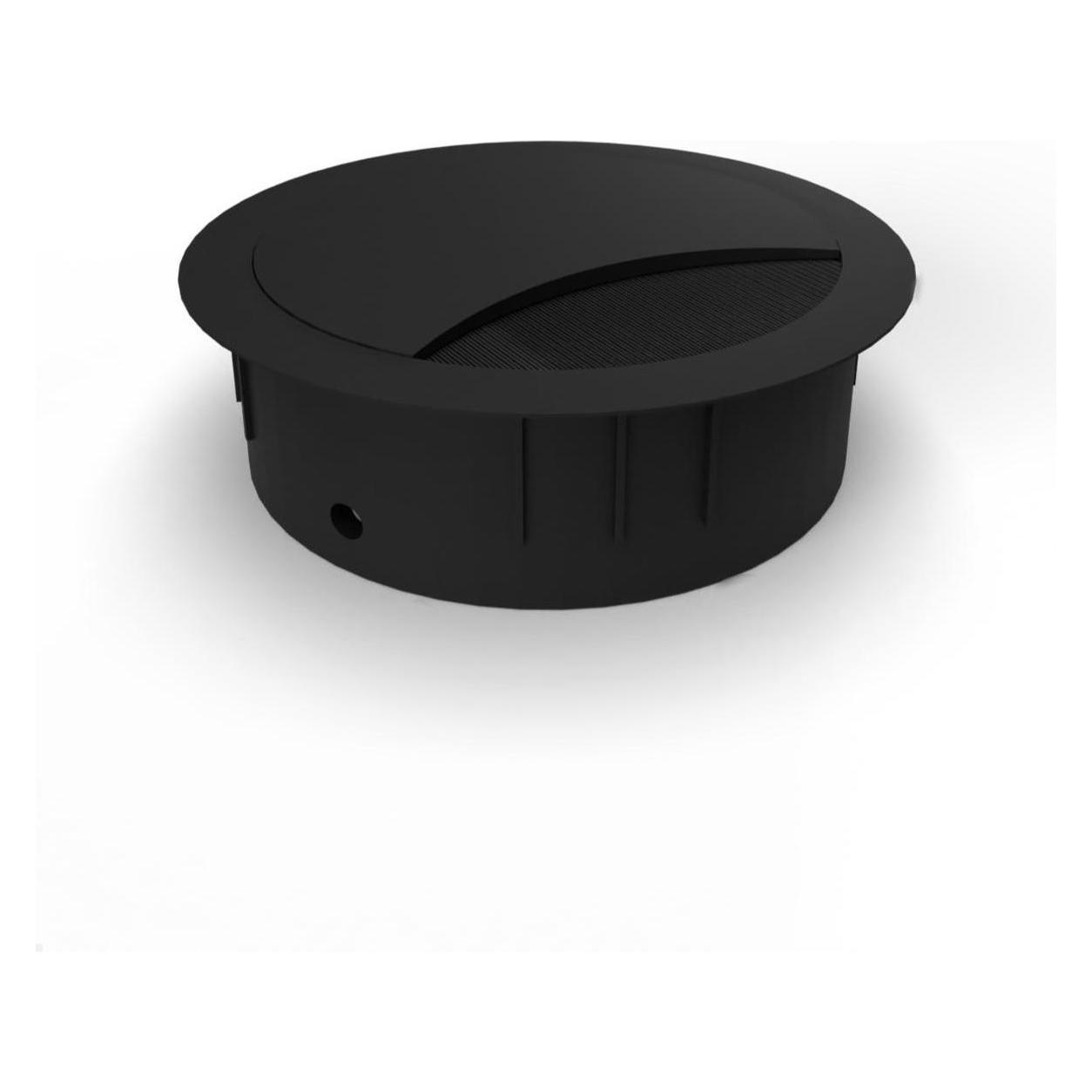 TecLines TKD001B Tisch Kabeldurchführung 60x21 mm, schwarz (Kabeldurchlass, 2.10 cm) (TKD001B)