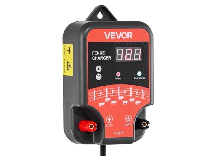 VEVOR Chargeur de Clôture Électrique\, 3 J\, Électrificateur de Clôture Électrique\, Compatible Alimentations CA CC Solaire\, 12 kV\, Indicateur LED\, Portée 1-3 km\, pour Empêcher Intrusion Animaux Sauvages