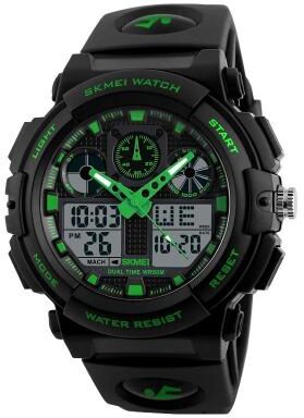 Everyday Crate SKMEI 1270 Mens Sports Watch Dual Display Waterproof Watch With LED Light And Stopwatch green