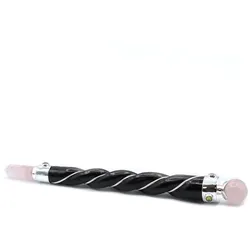 Twisted Healing Wand - Silver Rose Quartz Sphere