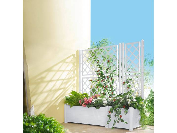 Pflanzkasten mit Spalierwand, Weiss, Pflanzkasten klein