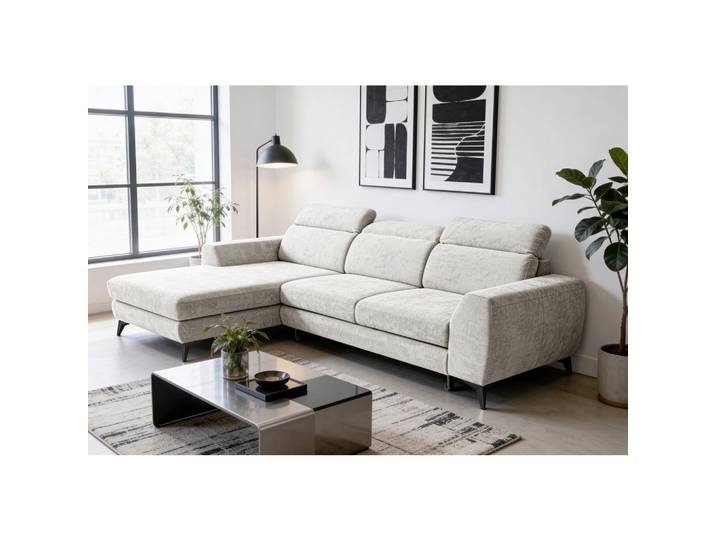 Mid.you Ecksofa Muenster, Elfenbein, Metall, Uni, Ottomane links, L-Form, 264x191 cm, Rücken echt, Armteil links, Armteil rechts, Wohnzimmer, Sofas & Couches, Wohnlandschaften, Ecksofas mit Schlaffunktion