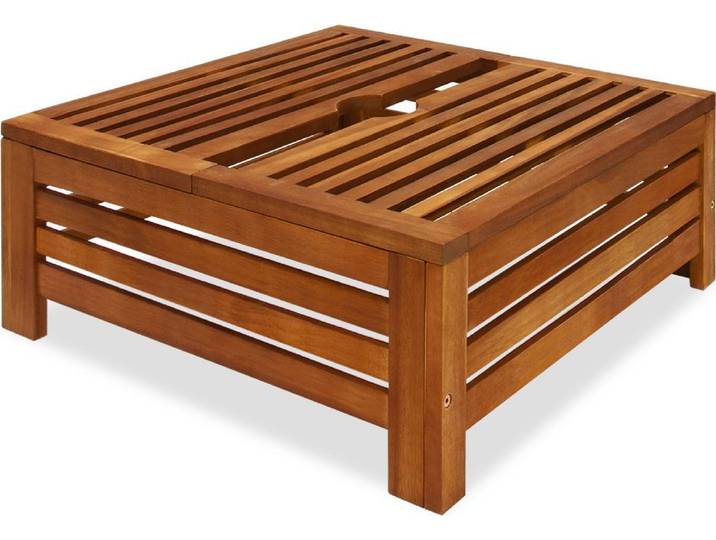 DEUBA Cache pied de parasol Table d´appoint extérieur en bois d'acacia 62x62x25cm diam. max. 9cm meuble jardin terrasse