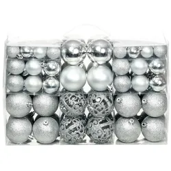 vidaXL 100-tlg. Weihnachtskugel-Set 3/4/6 cm Silbern