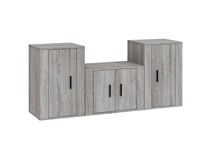 Roanoer 3-TLG. TV-Schrank-Set Wandmontage Grau Sonoma Holzwerkstoff Dreiteiliges Hängeboard-Set aus Holzwerkstoff schafft Ordnung im Wohnzimmer und nutzt Wandflächen optimal aus.