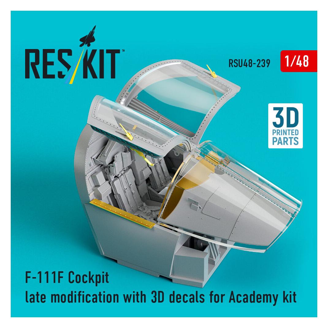 ResKit F-111F Cockpit late modification with 3D decals for Academy kit (3D Printed) (RSU48-0239)