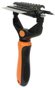 Inspired Living 3 in 1 Pet Deshedding Brush And Fur Knot Cutter orange