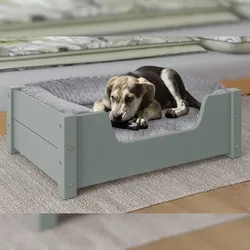 Erst-Holz Gemütliches Tierbett für Katzen und Hunde 60x40 Kiefer grau V-30.32-G-60x40 Rollrost und Matratze inkl.