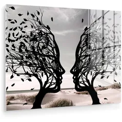 ACRYLGLASBILD Strand - Meer - Menschen - Baum - Moderne Kunst 80x60 cm