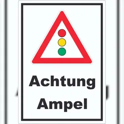 HB-Druck Aufkleber Achtung Ampel A6 (105x148mm)