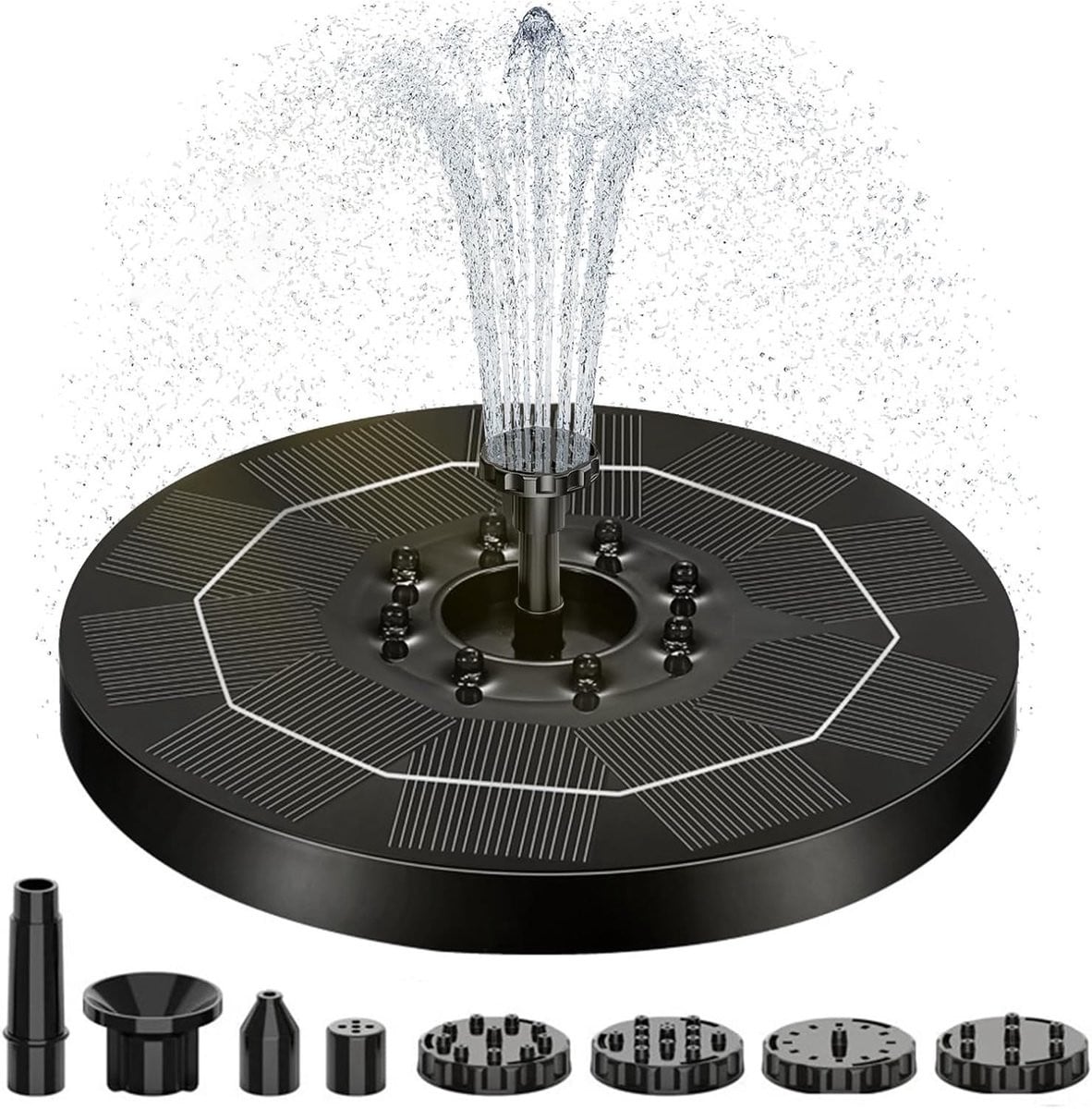Zonnefontein Waterpomp Decoratie met Verlichting en Batterij - Kleurrijk - Hoogte: 18 cm
