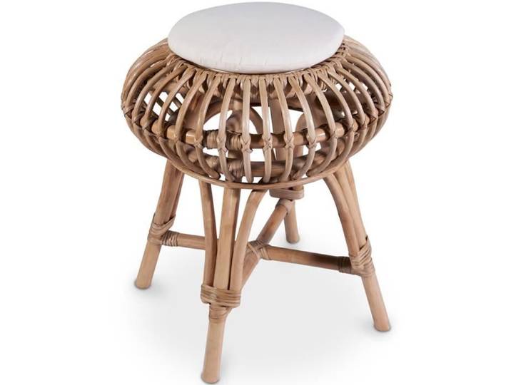 Tabouret en rotin design Boho Bali - Yuva Blanc