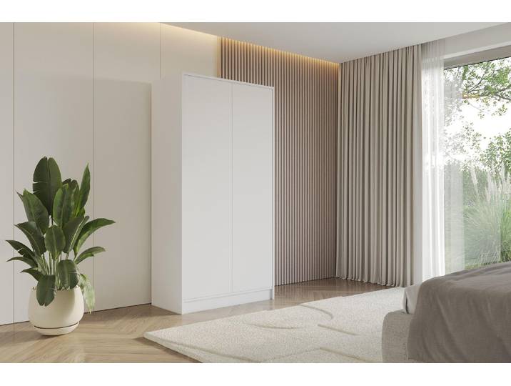 ALTDECOR Kleiderschrank GELE - 100x200x51 Weiß Schrank Garderobenschrank Mehrzweckschrank mit modernen glatte Fronten