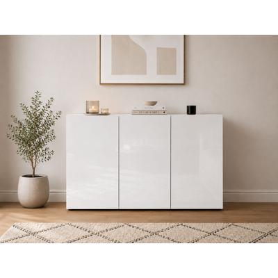 Sideboard HOME AFFAIRE "MISTER, Sideboard,Kommode, Anrichte, mit 4 geräumigen Fächern", weiß, B:135cm H:80cm T:38cm, Sideboards, Sideboard, Kommode, komplett Hochglanz lackiert, Breite 135cm