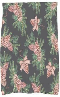 E by Design Greenery 18 x 30 Inch Holiday Print Kitchen Towel