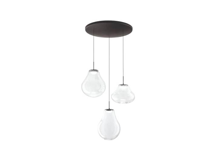 Fabas Luce Glas Hängelampe Deva, dimmbar, klar / transparent, für Wohn- / Esszimmer, Glas, Modern, Pendelleuchte