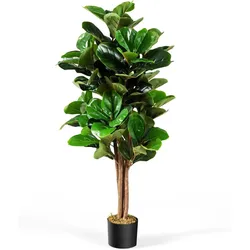 COSTWAY 120 cm künstliche Pflanze, künstlicher Feigenbaum, künstlicher Baum mit Topf, Deko-Pflanze Zimmerpflanze, Grün