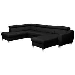 Wohnlandschaft Aspen Leder Schwarz