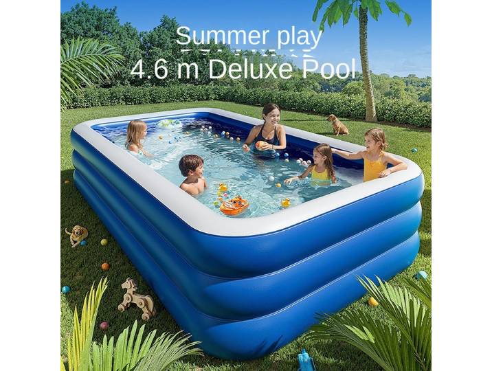 Piscine gonflable pour adultes et enfants, pliable et épais, imprimé bleu et blanc, jouets gonflables d'extérieur