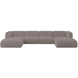 WOHNLANDSCHAFT MIRA-U2 408x179x70 Braun Bouclé